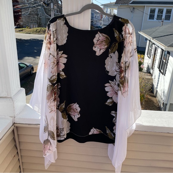 Joseph Ribkoff Cape Sleeve Floral Top Size 22 - Picture 7 of 13